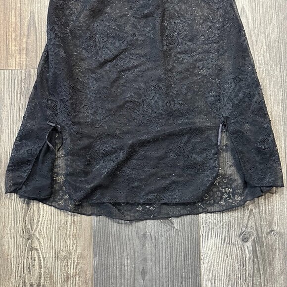Felina Lace Nightgown Black  Extra Small Floral Polka Dot Sheer Bow Slip Nightie - Picture 3 of 5